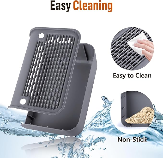 Cat Litter Box Step, Cat Litter Box Ramp Mat with Filter Function for Self-Cleaning Cat Litter Box, Easy to Clean, Cat Pedal Step Stool Ideal for Kitten &amp; Elderly Cats (Dark Grey)