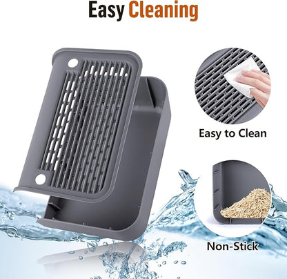 Cat Litter Box Step, Cat Litter Box Ramp Mat with Filter Function for Self-Cleaning Cat Litter Box, Easy to Clean, Cat Pedal Step Stool Ideal for Kitten &amp; Elderly Cats (Dark Grey)