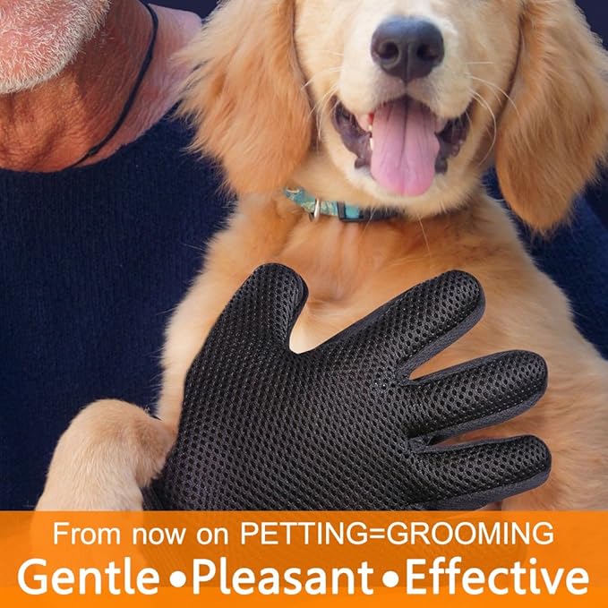 1 Pair Pet Grooming Glove,Gentle Deshedding Brush Glove Hair Remover Brush for Dogs,Cats &amp; Horses with Long &amp; Short Fur