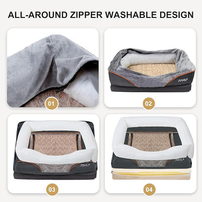 JOYELF XLarge Memory Foam Dog Bed, Orthopedic Dog Bed &amp; Sofa with Removable Washable Cover and Squeaker Toy as Gift