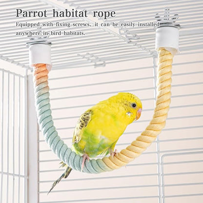 3pcs Gradient Colorful Bird Rope Perch Stand,Bird Cage Climbing Rope Toys Accessories,Bendable Climbing,Parakeet Lovebirds Cockatiels Budgies Play (9.8&