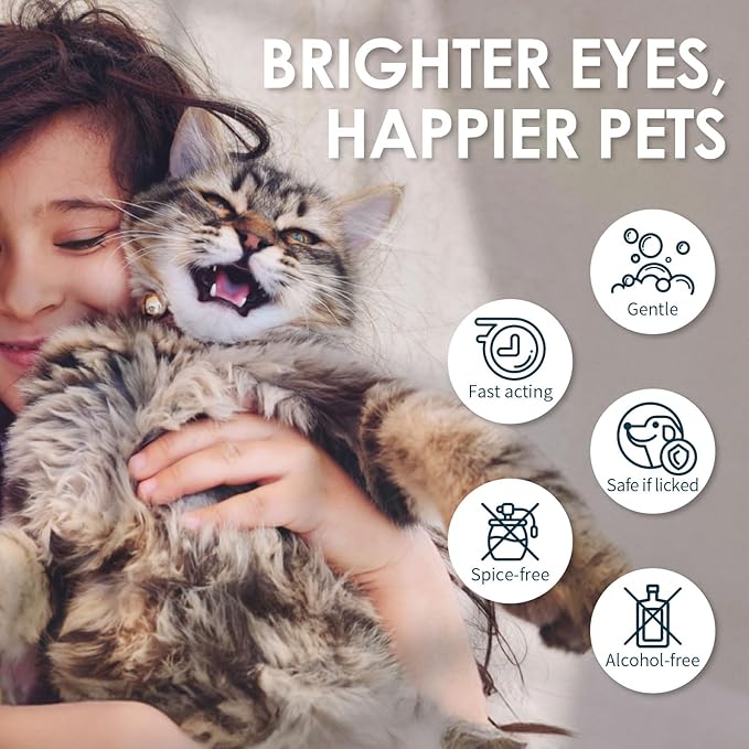 Mooncat Pet Eye Wipes for Dogs &amp; Cats - Gentle Finger Cot Design for Easy Cleaning Tear Stains &amp; Goop Cleaning - 40counts