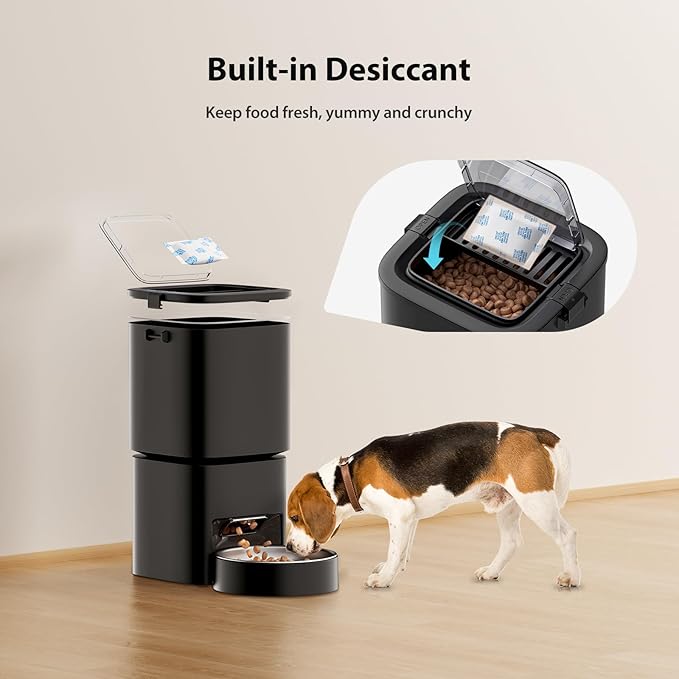 Automatic Cat Feeder, 5L/21 Cup Timed Automatic Pet Feeder, Dual Power Auto Dog Feeders, Pet Dry Food Dispenser for Cats &amp; Small Dogs, 1-10 Meal Programmable 1-15 Portion Control Cat Feeder(Not WiFi)
