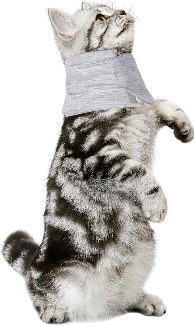 Cat Neck Brace, Breathable &amp; Adjustable Cone Collar After Surgery Recovery Anti-Scratch Anti-Lick Protection, Cat Cone Collar for Small Medium Dogs Puppies Kittens (Grey, S)