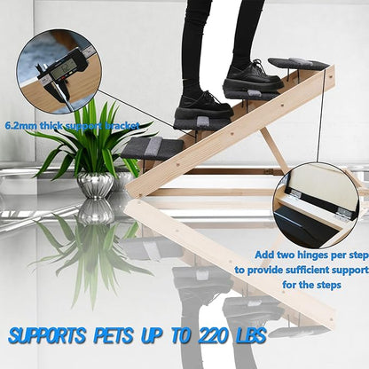 Upgrade 2-in-1 Pet Ramp Dog Stair,Folding Pet Stairs,Portable Dog Ramp for Small&amp;Large Old Animals with Non-Slip Surface,Dog Ramp for Bed,Couch and Car,11.8" to 23.6" Height Adjustable(40×17.7)