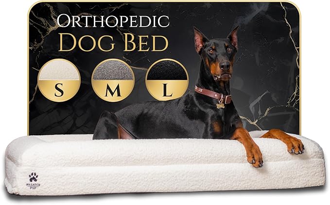 Luxury Boucle Fabric Orthopedic Dog Bed with Memory Foam | Breathable Comfort and Washable Dog Couch Bed with Waterproof Liner &amp; Cover | Ideal Pet Beds for Small Dogs - Bone (29"x23"x6")