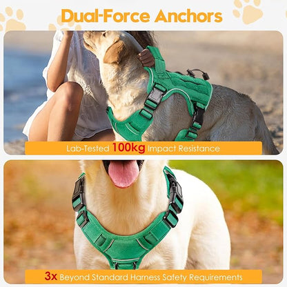 Heavy-Duty Tactical Dog Harness for Large Dogs, No Pull Adjustable Reflective Pet Vest with Molle System, K9 Military-Grade Control for Service Training, Outdoor &amp; 10+ Breeds, Turquoise, Small