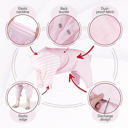 Dog Recovery Suit, Abdominal Wound After Surgery Wear, Anti Licking Bodysuit with Snaps, E-Collar &amp; Cone Alternatives, Long Sleeve Dog Spay Surgical Pajamas Prevent Shedding(XL, Pink)