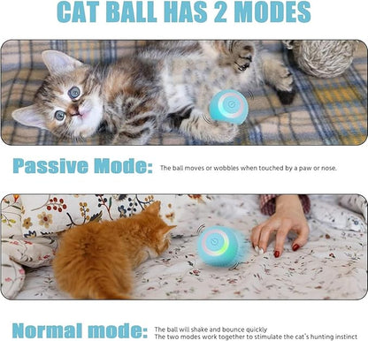 Power Ball 2.0 Interactive Cat Toy, Smart Automatic Rolling Ball for Indoor Cats, USB Charging (Pink &amp; Blue)