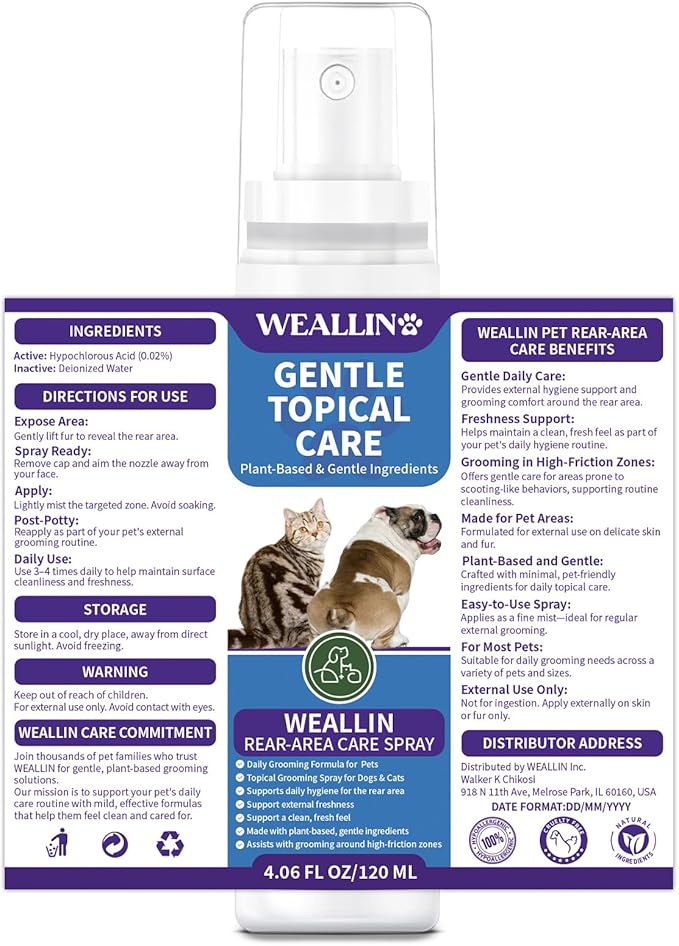 Anal Gland Spray for Dogs Cats - Fast Anal Gland Relief Stops Scooting &amp; Itching Odor Elimination Anti Itch Dog Spray Pain Relieving Safe for All Animals - 4.06 FL OZ