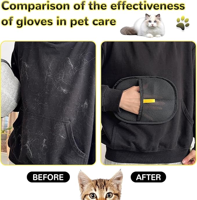 Static Pet Hair Removal Glove for Cats &amp; Dogs, Efficient Grooming Gloves for Pet Hair, Cat Grooming Gloves for Hair Removal