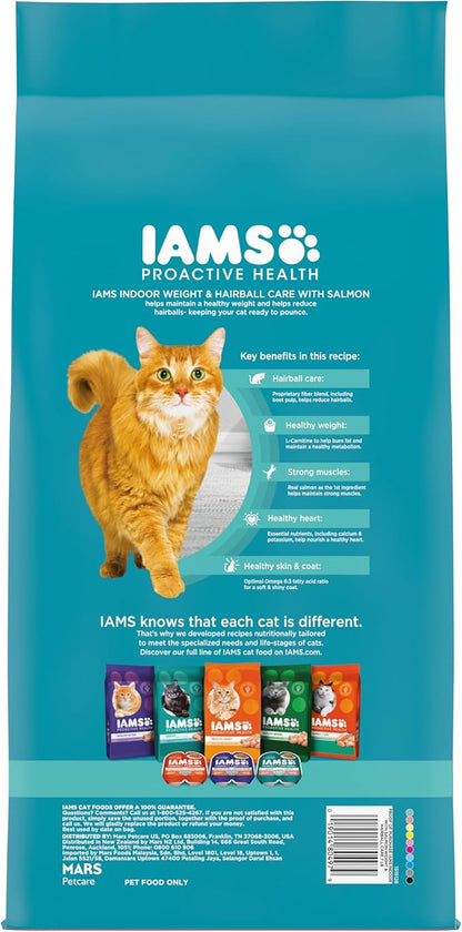 IAMS Proactive Health Indoor Weight Control &amp; Hairball Care Adult Dry Cat Food, Salmon Recipe, 7 lb. Bag