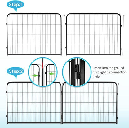 BestPet Dog Playpen Indoor 32 inch 12 Panels Metal Dog Pen Pet Dog Fence Outdoor Exercise Pen with Doors,Pet Puppy Playpen for RV Camping Yard, Black