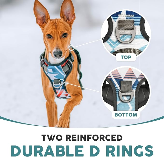 Embark Adventure Dog Harness, Reflective Trim XL Dog Harness for Extra Large Dogs No Pull - Military Grade Nylon, 2 Leash Clips &amp; Gel Lined Handle.
