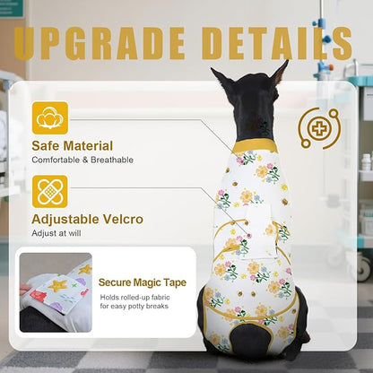 Recovery Suit for Dogs After Surgery, Professional Dog Surgical Suit for Female Spay, Male Neuter, E-Collar &amp; Cone Alternative Dog Onesie for Abdominal Wounds Skin Disease, Yellow, M