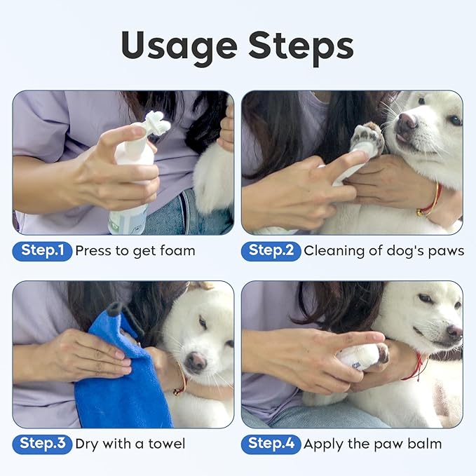 Dog Paw Care Kit- 2 Packs Cleaner for Dogs Large Medium Small XL Breed-Dog Paw Balm for Heals - Repairs &amp; Restores Dry - Cracked Paws &amp; Nose Protector for Pet Foot Washer Care