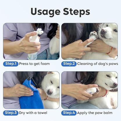 Dog Paw Care Kit- 2 Packs Cleaner for Dogs Large Medium Small XL Breed-Dog Paw Balm for Heals - Repairs &amp; Restores Dry - Cracked Paws &amp; Nose Protector for Pet Foot Washer Care