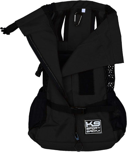 K9 Sport Sack Plus 2 - Small, Jet Black - Ideal for Dogs 13-16” Long - Adjustable, Backpack-Style Carrier with Multi-Functional Storage Pack, Thick Shoulder Straps &amp; Padded Back Panel