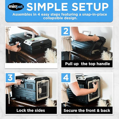 USA Pet Carrier &amp; Crate 26" - Premium Collapsible Design for Medium Cats and Dogs - Portable Kennel for Indoor/Outdoor Use - 360-Degree Ventilation &amp; Hard Plastic Wall Protection