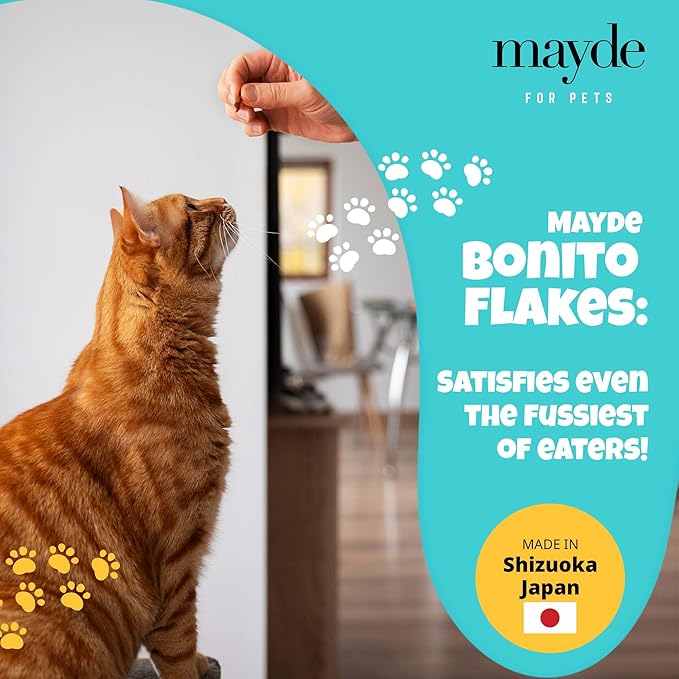 Mayde Bonito Flakes for Cats &amp; Dogs, All-Natural High-Protein Treats, Extra Large 4oz Bag