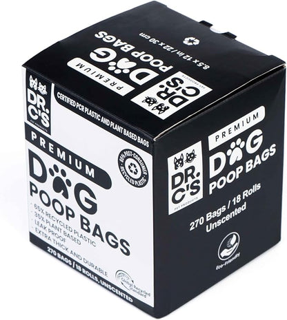 Certified 65% PCR (Post Consumer Recycled) Plastic and 35% Plant Based Dog Poop Bags - Dr. C&