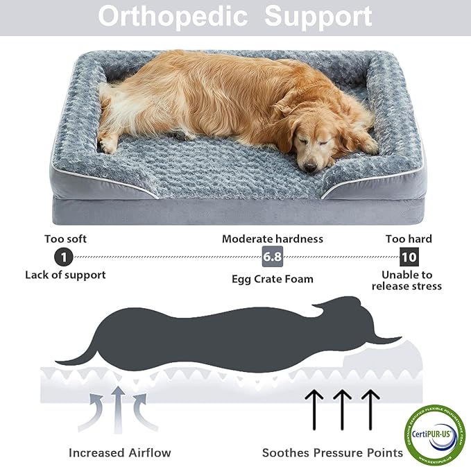WNPETHOME Dog Beds for Large Sized Dogs, Washable Orthopedic Dog Couch Sofa Bed with Waterproof Lining &amp; Non-Skid Bottom for Pet Sleeping