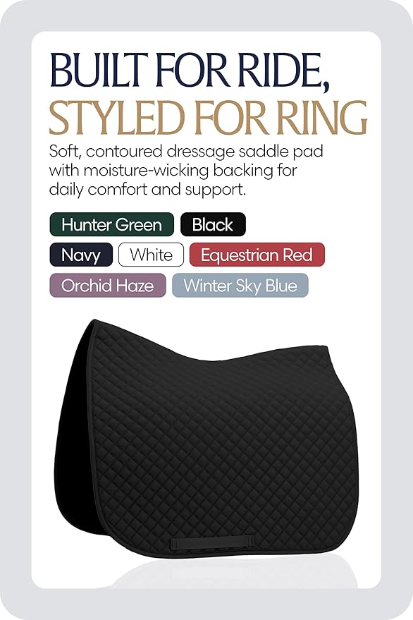 Equinavia Harstad Dressage Saddle Pad | Classic &amp; Durable | Moisture-Wicking Tricot Backing