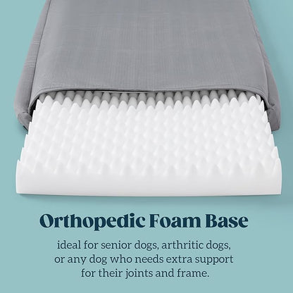 Cybarmour Indestructible Dog Bed - Outdoor Waterproof Chew Proof Dog Crate Pad - Orthopedic Kennel Mat for Aggressive Chewers - Large Breeds &amp; Fits 36-Inch Crate - 35"x22", Limestone