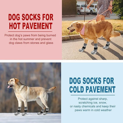 EXPAWLORER Anti Slip Dog Socks to Prevent Licking Paws, Dog Shoes for Hot Pavement, Dog Booties for Small Medium Large Senior Dogs, Traction Control Dog Boots &amp; Paw Protectors for Hardwood Floors