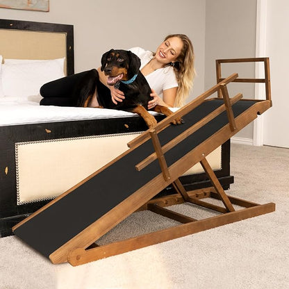 ABORON Dog Ramp,Adjustable Folding Pet Ramp for Bed,Couch,SUV - High Traction Portable Rubber Paw Ramps,Great for Small &amp; Large Old Dogs &amp; Cats, Supports up to 200 lbs,55&