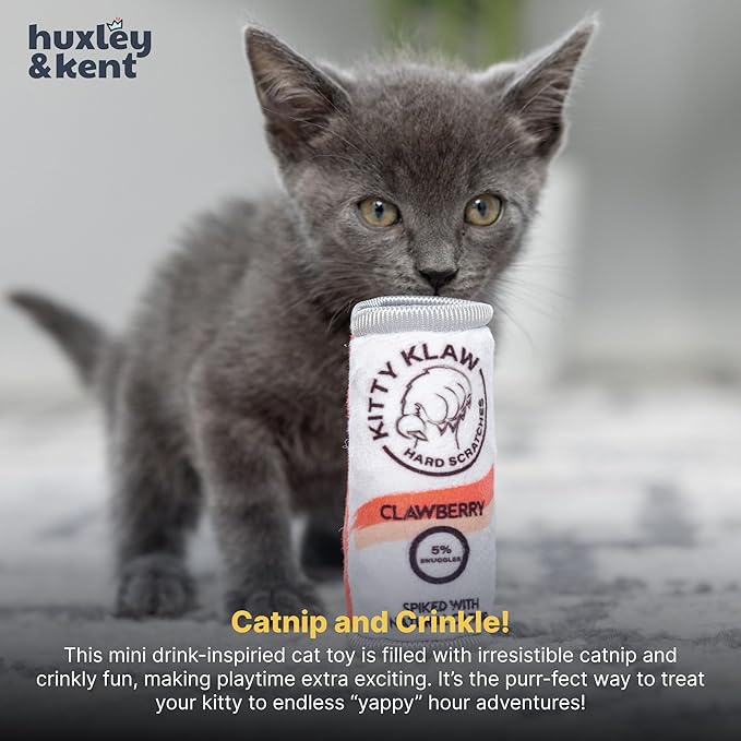 Huxley &amp; Kent Plush Cat Toy - Interactive Catnip Toy for Cats &amp; Kittens - Soft Kitty Toy with Crinkle &amp; Catnip - Fun Indoor Play Toy - Kitty Klaw Clawberry