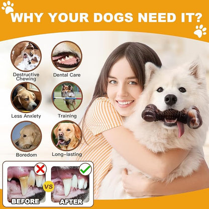 Dog Chew Toys for Aggressive Chewers, 2Pack Large Indestructible Dogs Bone Toy for Small Medium Breeds, Durable Tough Nylon Dog Chew Toys To Keep Them Busy, Puppy Teething Toy Bone, Beef&amp;Bacon Flavor