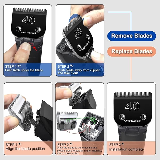 6pcs Dog Grooming Replacement Blades Compatible with Andis/Oster A5/Wahl KM-10 Series Dog Clippers,Detachable Clipper Replacement Blade,Black (6PCS Black-