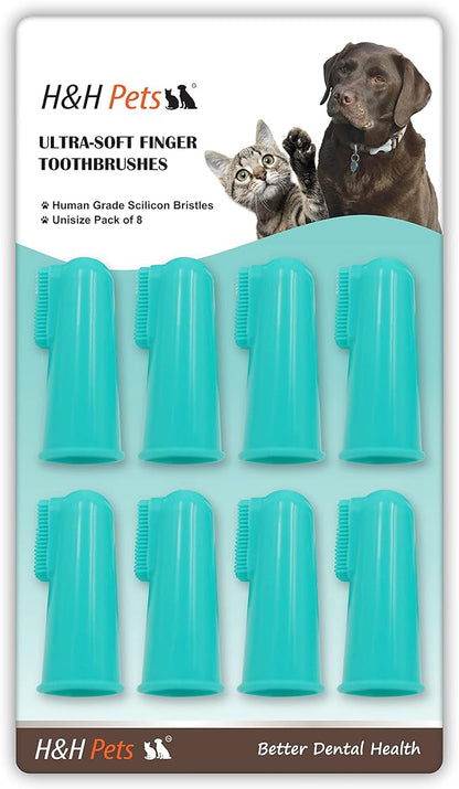 H&amp;H Pets Dog Finger Toothbrushes - Professional Pet Finger Dental Brush Set for Dogs Puppies Cats, Soft Bristles, Size Small 4 Count-Silicon