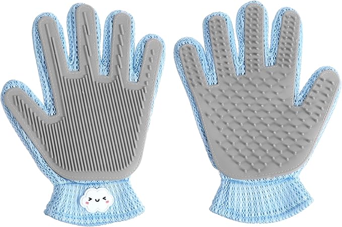 2 in 1 Pet Grooming Glove for Cats &amp; Dogs, Efficient Deshedding Brush Pet Long Short Fur Removal Glove, Gentle Massaging Puppy Kitten Bathing Grooming Brush Tool, Easy Clean Floating Hair Mitt