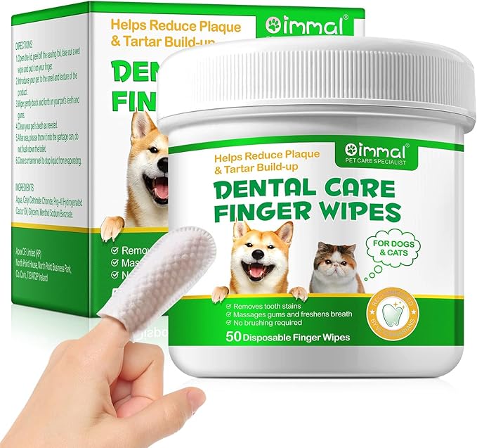 ALIVO Dental Teeth Cleaning Wipes for Dogs &amp; Cats, Remove Bad Breath by Removing No-Rinse Dog Finger Toothbrush, Disposable Gentle Cleaning Pet Dental Care Wipes, 50pc