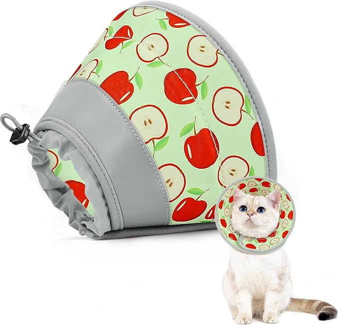 Cat Cone Collar Soft to Stop Licking, Adjustable, Foldable Lightweight Kitten Cones After Surgery Recovery for Cats &amp; Kittens, Cat Cone Alternative (AppleRed, L)