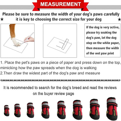 QUMY Dog Shoes for Large Dogs, Medium Dog Boots &amp; Paw Protectors for Winter Snowy Day, Summer Hot Pavement, Waterproof in Rainy Weather, Outdoor Walking, Indoor Hardfloors Anti Slip Sole Red Size 6