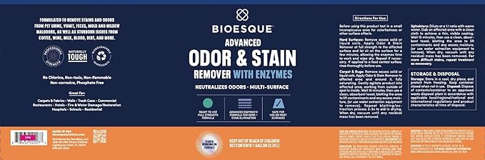 Bioesque Advanced Odor &amp; Stain Remover with Enzymes, 1 Gallon (Pack of 1)
