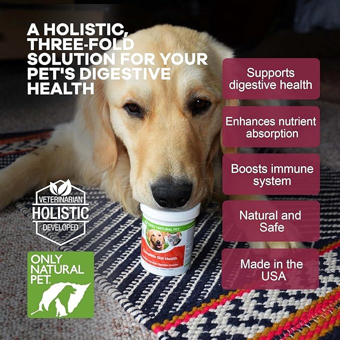 Only Natural Pet Complete Gut Health Complex - Probiotics &amp; Digestive Enzyme Supplement for Dogs &amp; Cats - Promotes Healthy Digestion, Immune System, Nutrient Absorption -3.5oz Powder (Pack of 2)
