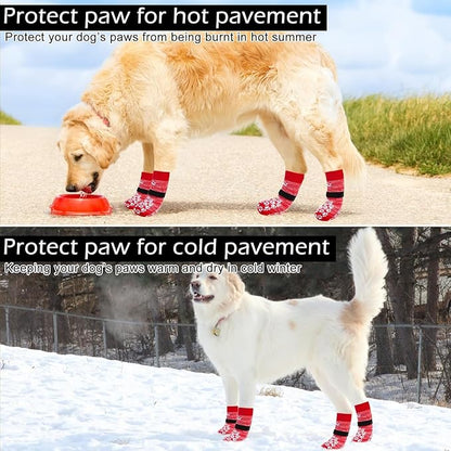 EXPAWLORER Anti Slip Dog Socks to Prevent Licking Paws, Dog Shoes for Hot Pavement, Dog Booties for Small Medium Large Senior Dogs, Traction Control Boots &amp; Paw Protectors for Hardwood Floors