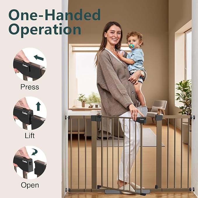 Cumbor 2 Pack 29.7"-51.5" Extra Wide Baby Gate for Stairs, Mom&