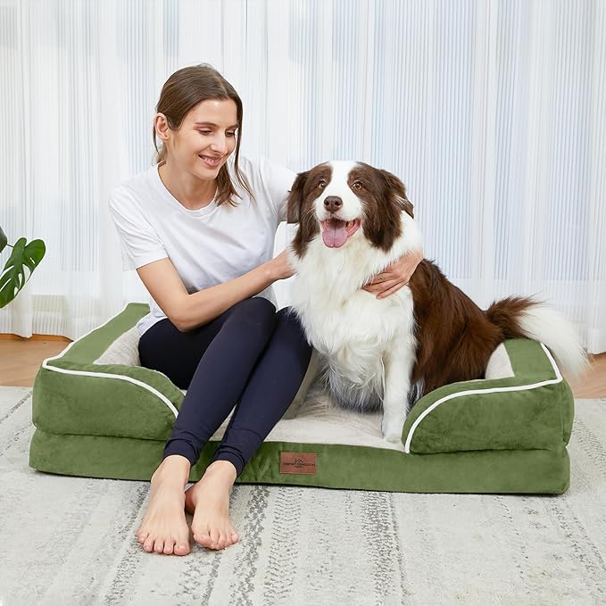 Comfort Expression Small Dog Beds Waterproof Orthopedic Foam Dog Sofa Beds for Medium Dogs Comfy Pet Bed with Washable Removable Cover &amp; Non-Slip Bottom(Small,Light Green)