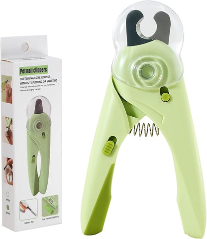 Pet Nail Clipper with Light for Cats &amp; Small Dogs Puppies, Ultra Bright LED to Illuminate Nail Bloodline to Avoid Over Cutting, Extra-Sharp and Durable Cat Claw Trimmer with Nail File (Green)