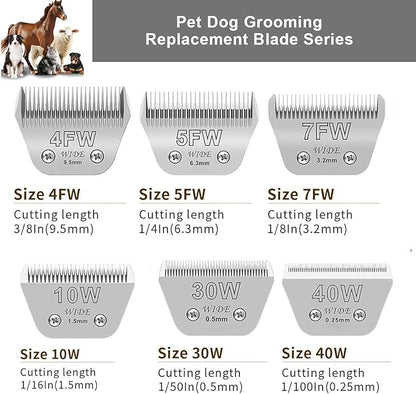 2PCS 5FW Wide Blades for Dog Grooming Blades Compatible with Andis,Oster A5,Wahl km10 Dog Clippers,Size-