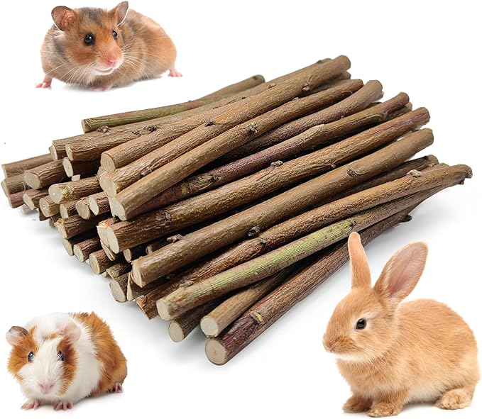 250g Natural Peach Wood Chew Sticks for Rabbits, Hamsters, Chinchillas - Extra Hard Teeth Grinding Toy | Untreated, Safe &amp; Long-Lasting Rodent Chews