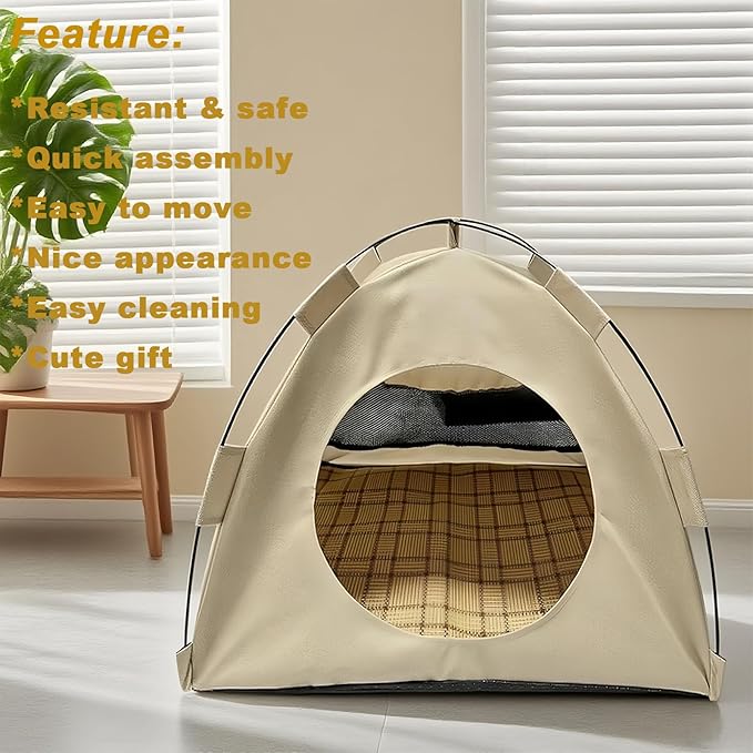 BreezyDen Pop-Up Pet Tent – Portable Hideaway for Cats &amp; Small Dogs, Portable Indoor/Outdoor Pet Tent House with Mesh Window, Waterproof, Breathable, Scratch-Resistant, Fully Washable (Gray,M)