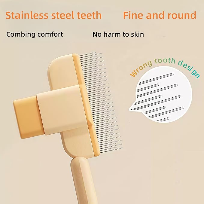 Zen Brush for Cats &amp; Dogs, Avatore Zenbrush Pet Comb, Self-Cleaning Grooming Brush, Stainless Steel Teeth for Shedding Hair Removal 2-pack (Green+Yellow)