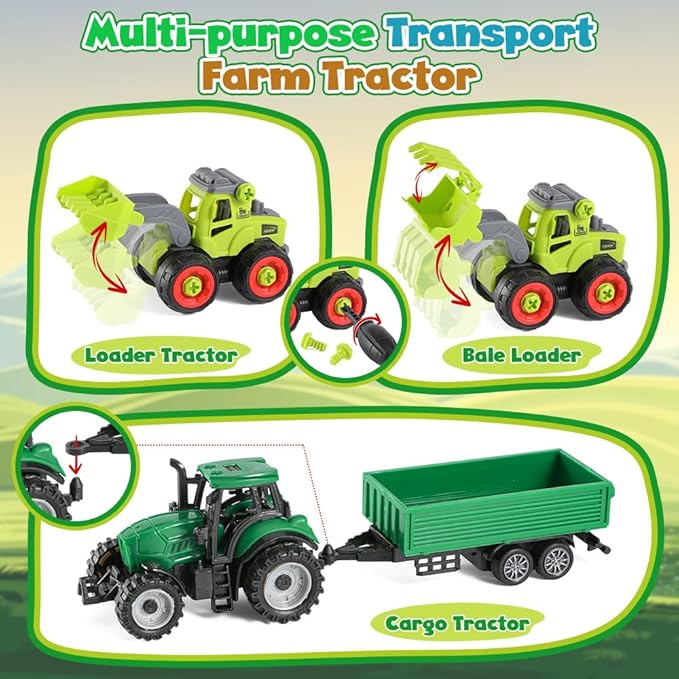 FRUSE Play Sand Farm Toys,Sensory Bins for Toddlers with 2.2lbs Sensory Play Sand,Farm Figures &amp; Tractor Playset,Sandbox Toys for Kids 3 4 5 6 7