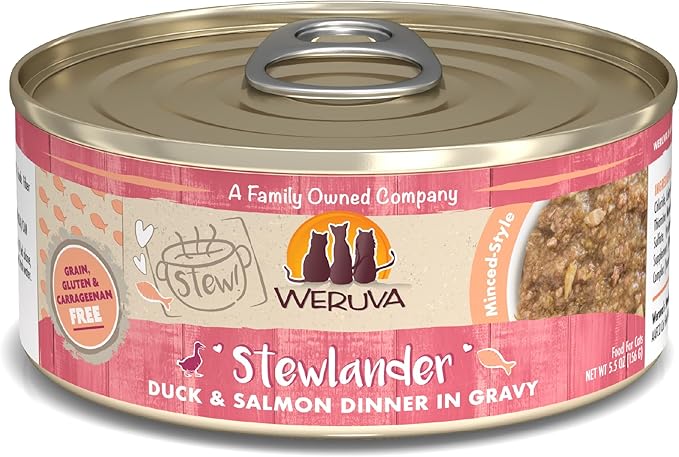 Weruva Classic Cat Stews!, Stewlander with Duck &amp; Salmon in Gravy, 5.5oz Can (Pack of 8)